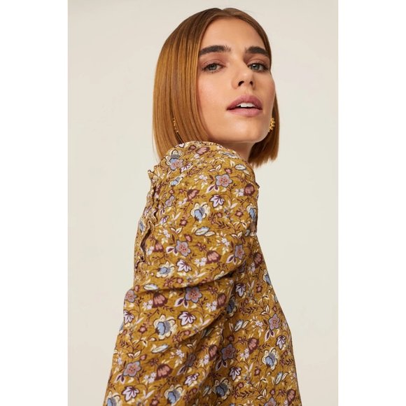 REBECCA MINKOFF Carrie Puff Shoulder Top Golden Yellow - NWT - Picture 3 of 6